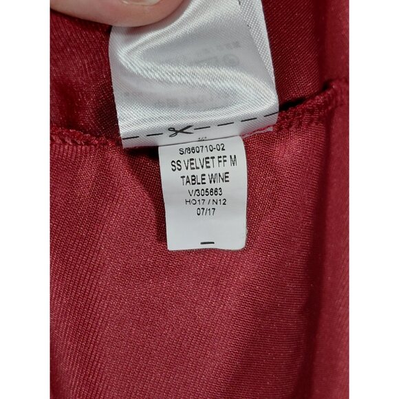 Old Navy Short Sleeve Velvet Fit & Flare Midi Dress XL Wine Red Holiday - Picture 6 of 13